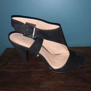 Nine West Black Suede Heels with Ankle Strap